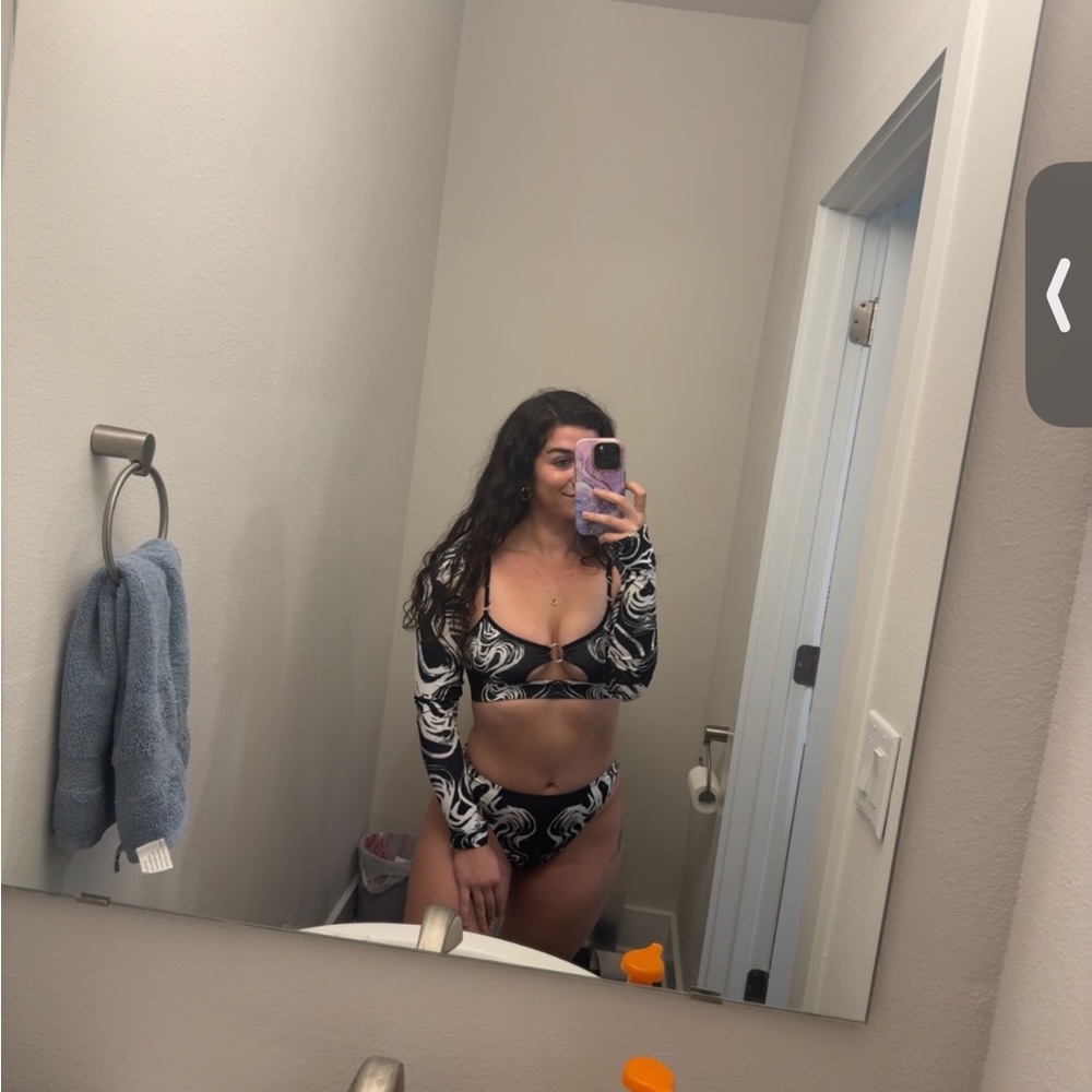 Black and White Swirl Bikini Set